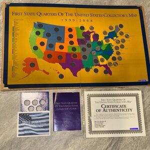 First State Quarters Collector’s Map 1999–2008 w/ Certificate & Guide